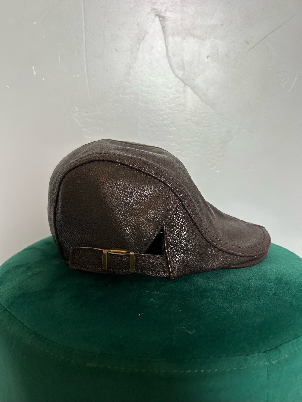 VOBOOM Men's Vintage 100% Leather Flat Black Gatsby Newsboy Driving Hat One Size - Picture 5 of 8